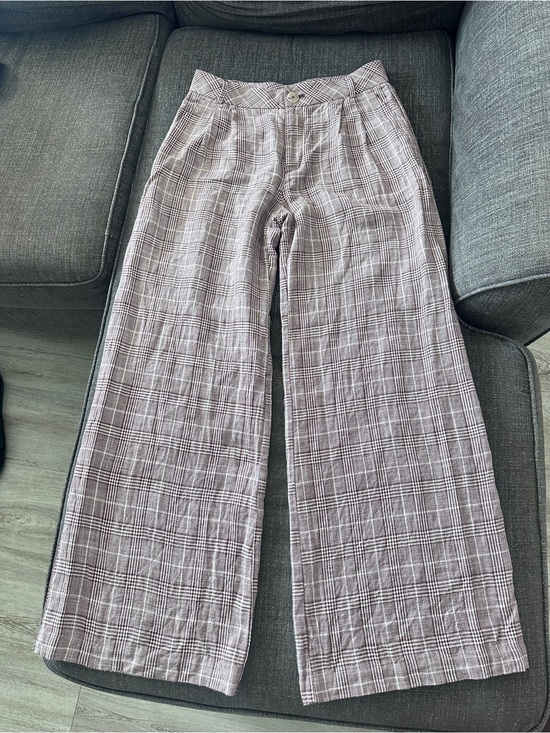 Anthropologie Pants - Maeve by Anthropologie Linen/ cotton blend Avery Plaid Wide Leg
Trousers 6